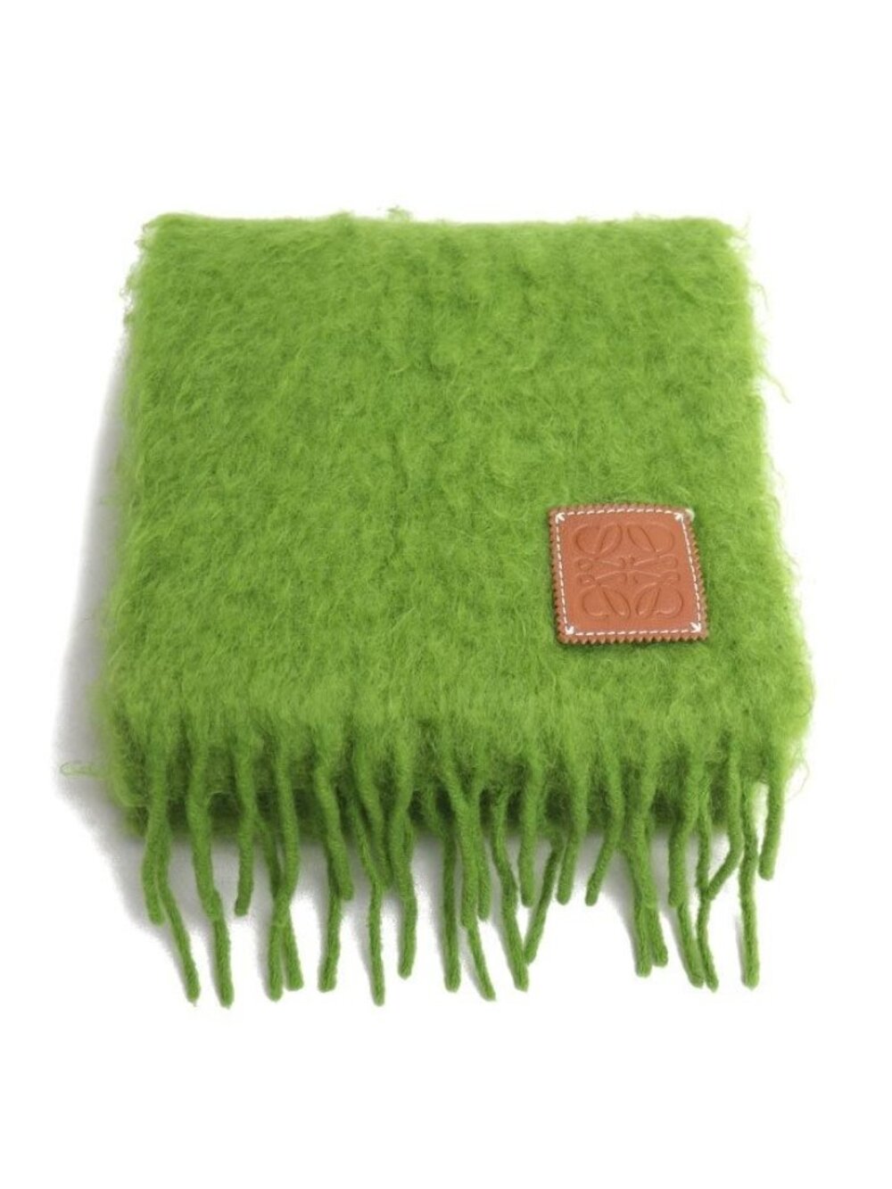 Loewe Anagram Mohair Fringe Scarf Green - Picture 1 of 4